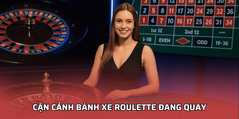 Live Roulette HI88: Trải Nghiệm Casino Trực Tiếp Đỉnh Cao Cận cảnh bánh xe roulette đang quay